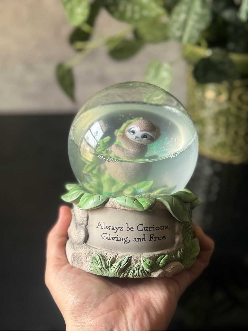 Precious Moments 213103 Always Be Curious, Giving, and Free Snow Musical Globe